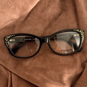Coach Women's Glasses with Black Frame and Gold Details